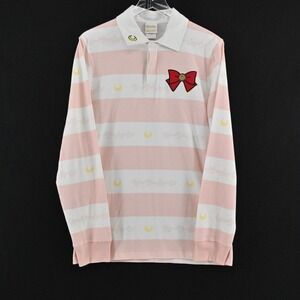 Sailor Moon Pink‎ Stripe Polo Shirt Size M Anime BoxLunch Exclusive Long Sleeve